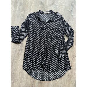 Solitaire Black Button Up Blouse Size L